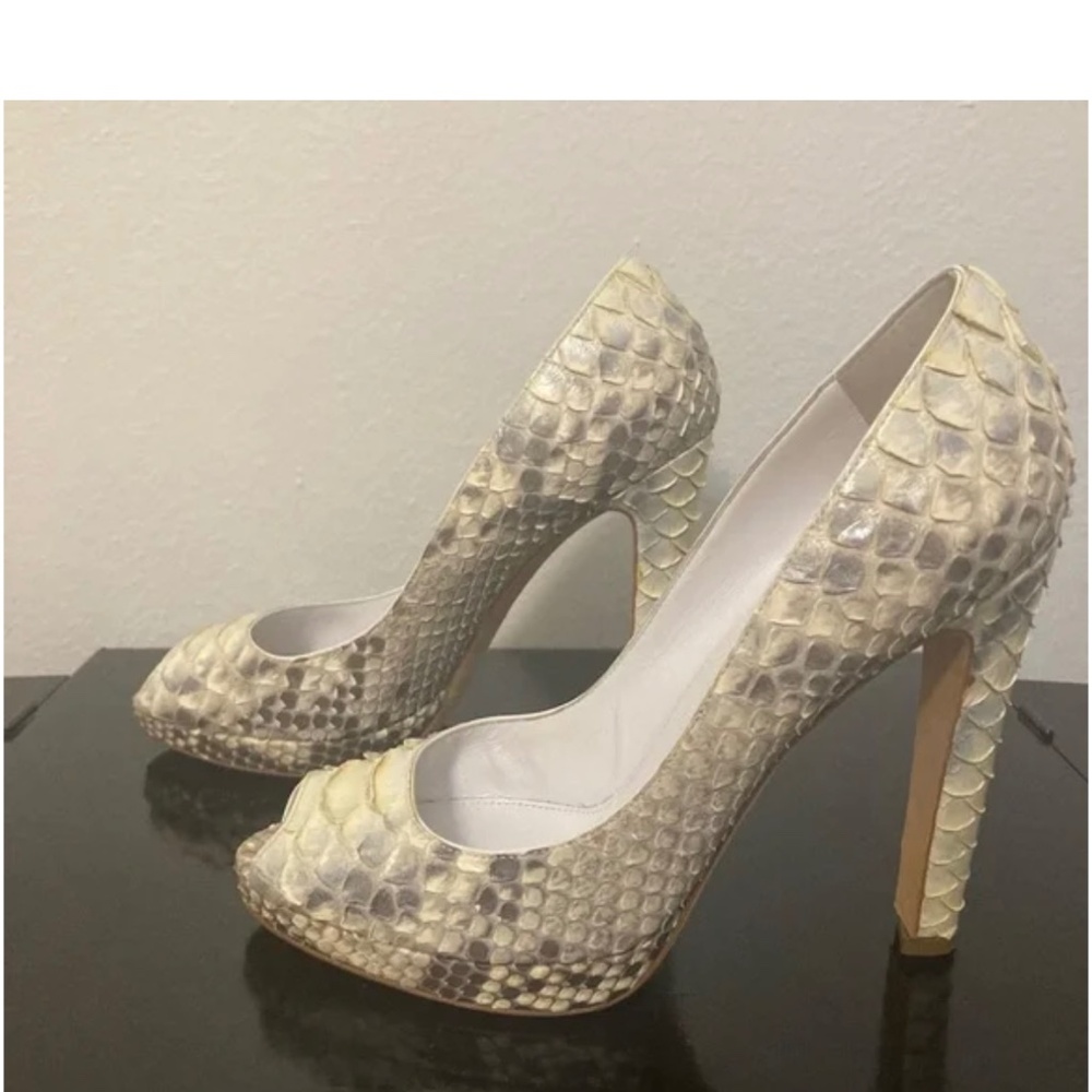 🐍 Sergio Rossi snake skin Peep Toe 38  python + Michael Kors Clutch! - Picture 5 of 16